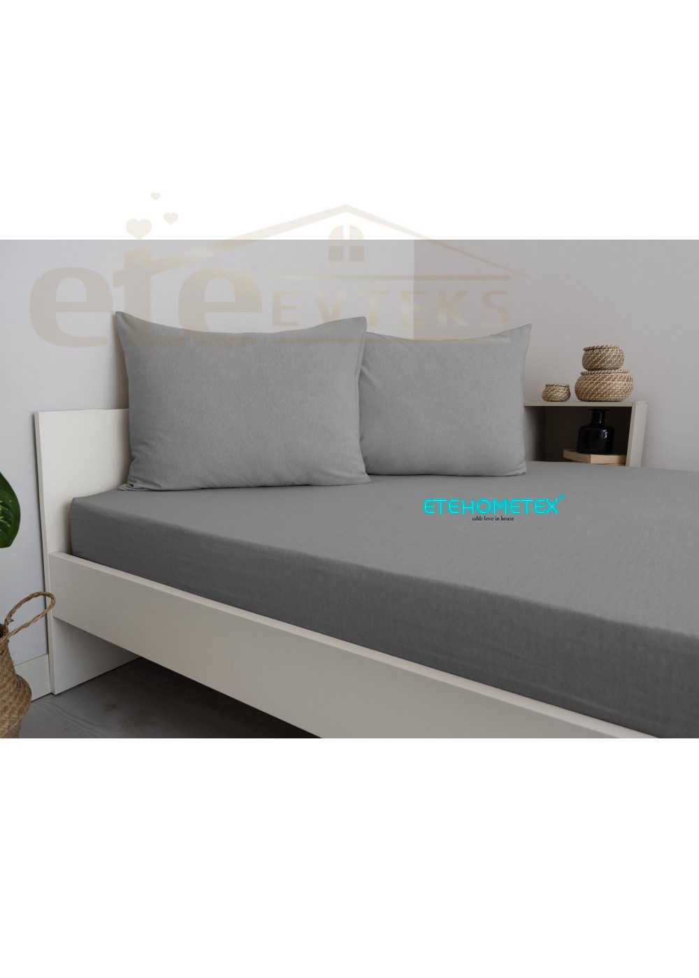 ETE HOMETEX Çift Kişilik Pamuklu Fitted Lastikli Çarşaf Takımı 160x200 cm +30 cm Derinlik Antrasit 8696474231769 ETE HOMETEX Çift Kişilik Pamuklu Fitted Lastikli Çarşaf Takımı 160x200 cm +30 cm Derinlik Antrasit 8696474231769